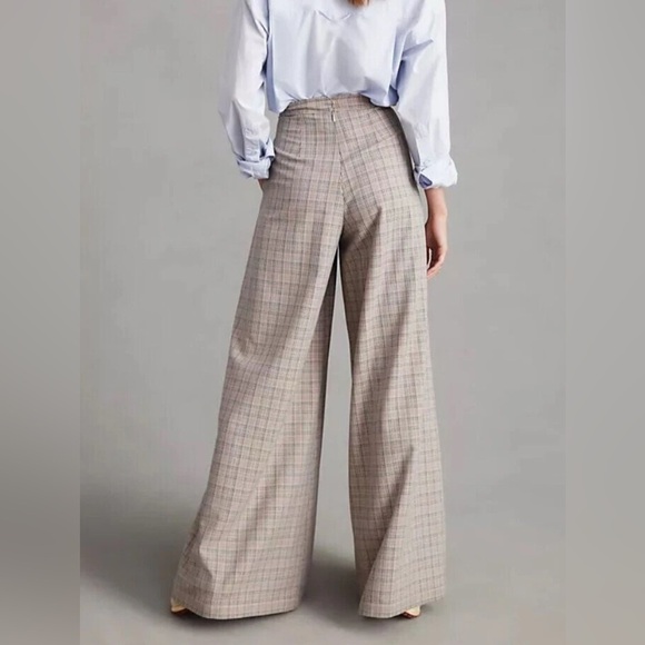 NWT Anthropologie Corey Lynn Calter Pleated Wide-Leg Plaid Trousers Pants Size S - Picture 3 of 16